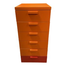 Tisettanta Six Drawer Orange + Red Highboy. Original Price: $2,000