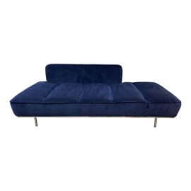 CB2 Lawndale Navy Velvet Daybed + Chrome Base. Original Price: $1,100
