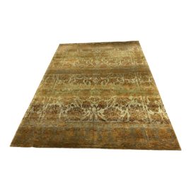 Krisma Contemporary Floral Damask Daware Sage Design Nepalese Wool Rug - 9′ × 12′2″. Original Price: $8,900