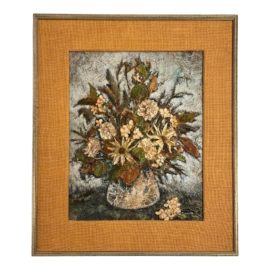 Late 20th Century Textured Floral Still Life Painting by Finneran