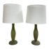 Angelo Donghia Murano Green Apple Frosted Glass Table Lamps - a Pair