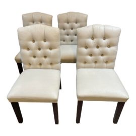 Skyline Furniture Tufted Metallic Linen Side Chairs - Set of Four. Original Price: $1,200