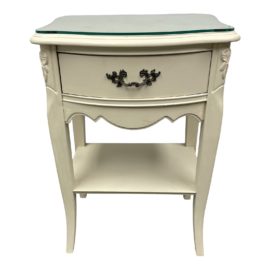 Mid 20th Century French Provincial Cream Painted Bedside Table
