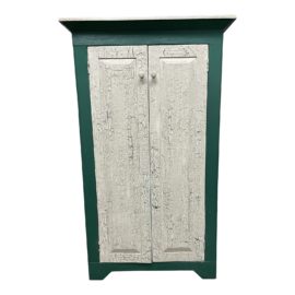Cottagecore Green + Ivory Crackle Paint Armoire