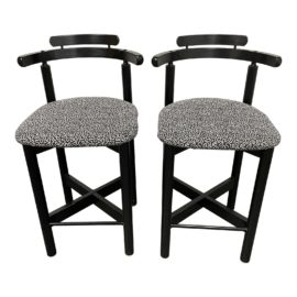 Late 20th Century Josef Hoffman Style Counter Height Stools - a Pair
