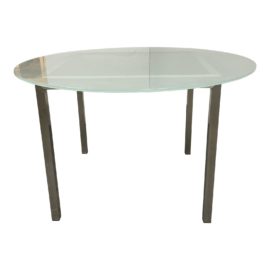 Room & Board Frosted Glass Round Table + Steel Base