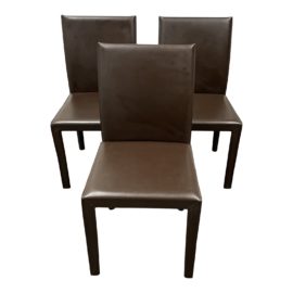 Room & Board Maria Yee Brown Leather Side Chairs - Set of Three