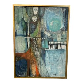 Mid 20th Century Mother & Child Original Painting, Signed