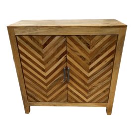 Early 21st Century Kadhi Chevron Mango Wood Cabinet