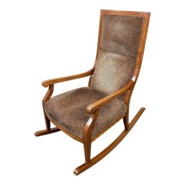 Mid 20th Century Upholstered Cherry Rocker