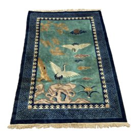Mid 20th Century Chinese Crane Wool Rug