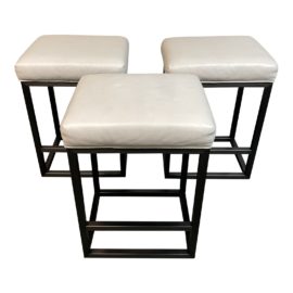Restoration Hardware Reese Leather Counter Stools, Set of Three. Original Price: $997