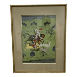 Custom Framed Hand Painted Hunters Indian Illustration