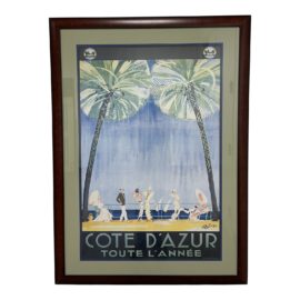 Framed Vintage French Poster "Cote D'Azur, Toute L'Année"
