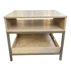 Contemporary Ivory Side Table + Removable Tray