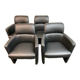 Scandinavian Designs Mainio Leather Caster Chairs, Set of Four. Original Price: $1,596