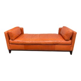 William Sonoma "Presidio" Orange Leather Settee. Original Price: $6,400