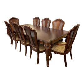 Thomasville River Roads Extension Dining Table + Eight Chairs. Original Price: $5,000