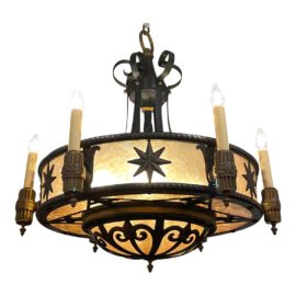Phoenix Day Custom Large Iron + Mica Chandelier