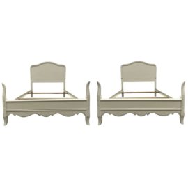 Mid 20th Century Twin Size Off White Painted Bed Frames, a Pair