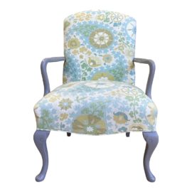 Early 21st Century Custom Design Floral Print Arm Chair