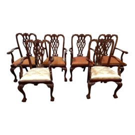 Late 20th Century Chippendale Style Dining Chairs, a Set of Six