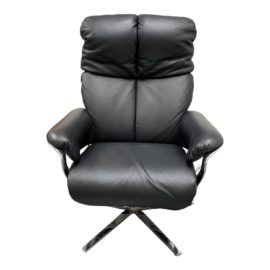 NEW Himolla Black Leather Recliner Swivel Lounger. Original Price: $4,125