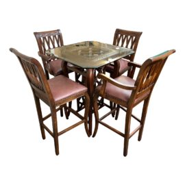 Regency House Pub Table With Wine Rack + Four Barstools Set
