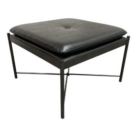 Dovetail Furniture Mid-Century Style Vinyl Metal Base Ottoman