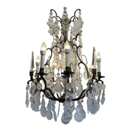 Antique Brass + Crystal Nine-Light Chandelier