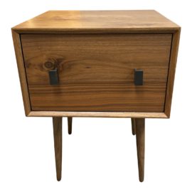 Contemporary Mid Century Modern Walnut Finish Nightstand