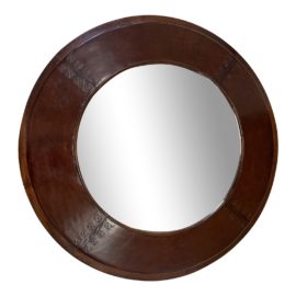 South Cone Wood Whiskey Finish Round Mirror