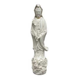 Mid 20th Century Chinese Blanc De Chine Figurine White + Gold