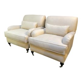 Drexel Heritage English Roll Arm Chairs, a a Pair