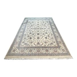 Royal Rugs Hand Knotted Ivory + Blue Wool Rug - 8′10″ × 12′8″