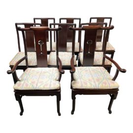 Asian Rosewood Dining Room Chairs - Set of Eight