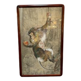 Mid 20th Century Large Scale Original Monkey Watercolor Painting - Signed