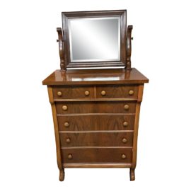 Mid 20th Century Reinert & Riley Tiger Flame Oak Six Drawer Highboy
