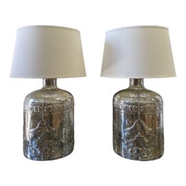 Early 21st Century Mercury Glass Table Lamps - a Pair