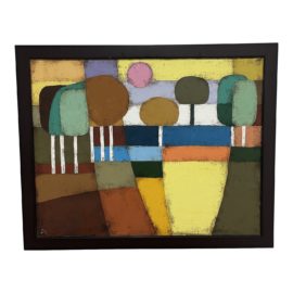 Republic of Georgia Textured Treescape Painting + Framed