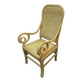 Late 20th Century Multicolor Wicker Side Arm Chair