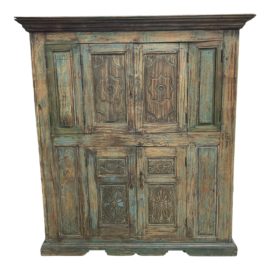 Indonesian Handcrafted Painted Wood Cabinet