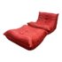 Ligne Roset Michel Ducaroy Red Leather Togo Chair + Ottoman