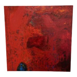 Olga Jenkins Red + Green Abstract Oil Painting