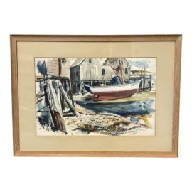 John S. Ruthven Lithograph Print + Signed Boat Scene
