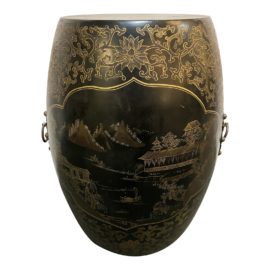 Late 20th Century Asian Handpainted Wooden Garden Stool
