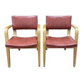 Mid 20th Century Thonet Style Maple Arm Chairs - a Pair