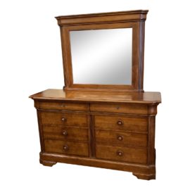 Stanley Furniture American Cherry Eight Drawer Dresser + Mirror