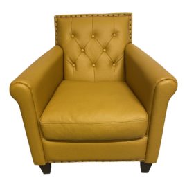 Modani Furniture Kuka Tufted Mustard Bonded Leather Arm Chair