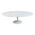 Eero Saarinen Style Oval White Marble Top Tulip Table. Original Price: $3,524